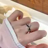 Anillo Abierto Estilo Chanel Dulce y Fresco con Circonita para Mujer, Anillo Apilable para Dedo Índice, Anillo Minimalista de Alta Gama, Anillo Único Versátil de Moda