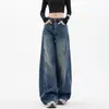 Pantalones vaqueros anchos de estilo retro americano para mujer, nuevo estilo de verano, holgados, adelgazantes, versátiles, pantalones de campana largos hasta el suelo