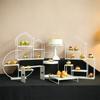 Soporte de exhibición de decoración de mesa de postre de hierro blanco, bandeja para pasteles, soporte de refrigerio de té de la tarde europeo, mesa de descanso de té de comida fría