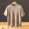 Nuevo Suéter de Cachemira Suelto de Manga Corta con Cuello Redondo para Hombre, Color Sólido, Tejido Fino de Seda y Cachemira, Otoño/Invierno 2026