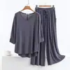 Conjunto de T-shirt Casual Soltinho Fino de Modal 2025 Cor Sólida T-shirt Coreana de Manga Curta tamanho plus size Conjunto de Duas Peças Slim para Mulheres
