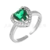 Moda Transfronteriza Estilo Ins Anillo de Zirconia de Colores en Forma de Corazón Joyería Anillo Abierto Ajustable con Pedrería Venta al por Mayor