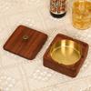Cenicero de madera maciza con marco de madera y revestimiento de metal, antimoscas, para hotel y hogar, venta al por mayor.
