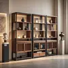 Nuevo Estilo Chino Nogal Negro Norteamericano Estante Bogu Moderno Lujo Ligero Uso Doméstico Madera Maciza Gabinete de Exhibición para Juego de Té Estilo Diseñador Estantería