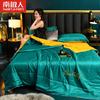 Colcha de Ar Condicionado de Seda Gelada, Colcha de Verão em Tencel, Estilo Bordado, Colcha Fina de Verão Individual/Casal, Colcha de Verão Lavável de Seda