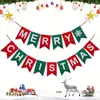 Banner Feliz Natal - Símbolos de Natal Vermelhos e Verdes - Item decorativo para pendurar ao lado da lareira da família. Decoração de feriado estilo country para ambientes internos. Tecido de lã, 400cm