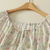 Blusa Casual de Verano 2026 de Algodón y Lino con Estampado Floral y Escote Elástico, Top de un Hombro Dulce y Juvenil