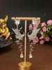 Pendientes de Grulla de Lujo Ligero Estilo Chino Completos de Diamante Esmalte Glaseado Goteante Elegantes Clásicos Nicho Nuevo Chinoiserie Retro Pendientes Elegantes