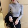 Camisola Feminina de Gola Alta Manga Longa 2023 Outono e Inverno Nova Versátil Slim-Fit Top Tricotado Interno Moderno