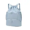 Mochila deportiva de doble hombro de nailon para exteriores, bolsa resistente al desgaste para entrenamiento de natación, separación de seco y húmedo, bolsa de cordón para distancias cortas, separación de seco y húmedo