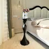 Estante pequeño de lujo retro negro para dormitorio, sustituto de mesa auxiliar para sala de estar, mesa de noche de hierro forjado, estilo americano