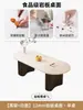 Mesa de Jantar em Pedra Sinterizada Pequeno Apartamento Mesa de Jantar para Casa Estilo Francês Creme Mesa de Ilha Semicircular Conjunto de Mesa e Cadeiras de Jantar Moderno Simples