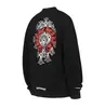 Versión Correcta de 25S Marca de Moda Corazón Cromado Algodón Puro de Doble Hilo de Alta Calidad Camiseta de Manga Larga Estampada para Hombre y Mujer