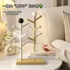 Colgador de tazas colgante con forma de árbol y bola en blanco y negro, escurridor invertido para tazas de vidrio del rincón del café, adorno de almacenamiento de escritorio estilo curativo