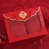 Toalla de Boda Roja Algodón Puro con el Carácter de Felicidad como Regalo de Agradecimiento, Toalla Souvenir, Boda Poliéster-Algodón, Artículos de Boda para Dote