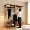 Arara de roupas aberta, cabideiro de chão para casa, cabideiro de chão para quarto estilo japonês, prateleira de armazenamento para closet