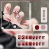Manicura Uñas Portátiles Crema Linda Estilo Ins Uñas Postizas Dibujo Animado Hecho a Mano Diamante Set de 24 Piezas Uñas de Máquina