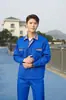Ropa de Trabajo de Manga Larga para Hombre de Primavera y Otoño, Ropa de Protección Laboral, Juego de Uniformes de Trabajo de Poliéster-Algodón al por Mayor, Ropa Resistente al Desgaste para Mecánico, Bloques de Color, Letras Bordadas, Diseño Impreso