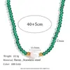 Collar con Colgante Verde Menta Mambo de Nicho Europeo y Americano con Cuentas de Acero Inoxidable Perla de Agua Dulce Única Cuentas de Cristal para Mujer