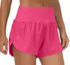 Shorts Esportivos de Corrida Novos para Mulheres Cross-Border Amazon Cintura Alta Dois em Um Calça Yoga com Bolsos com Zíper