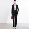 Conjunto de traje de mujer Miyake, estilo ligero y maduro, temperamento profesional, conjunto de dos piezas de chaqueta blazer y pantalones rectos para otoño