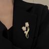 Broche de tulipa de diamante completo corpete de flor feminina outono e inverno casaco casaco pin terno acessórios lenço de seda fivela Pin Pin