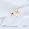 Cobre com retenção de cor banhado a ouro 14K, cravejado com zircônia, pingente duplo de trevo de quatro folhas em formato de diamante, acessório conector para pulseira e colar DIY feito à mão