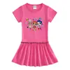2023 nuevo verano estilo coreano ropa infantil vestido de manga corta algodón bebé orejas de madera plisado estilo occidental falda fina