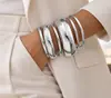 Joias Europeias e Americanas de Venda Quente Transfronteiriça, Pulseira Metálica Brilhante Exagerada da Moda para Mulheres, Pulseira de Banda Larga de Nicho de Alta Qualidade
