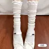 Meias Toboeira de Renda Branca para Mulheres, Finas de Verão, Meias Slouch de Modal Refrescantes, Meias Longas Estilo Miu Estilo Ballet