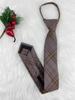 Gris Albaricoque Marrón Caqui Retro Café Cuadros Corbata de Hombre Atada a Mano Perezosa Cremallera Femenina Preppy Estilo Británico