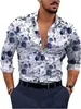 Camisa de Manga Larga para Hombre con Estampado Digital Nueva Patrón Transfronteriza Casual Nueva Moda Negocios Tallas Grandes