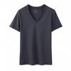 Camiseta Blanca Pequeña Tres Pruebas Verano Nuevo Amoníaco Líquido Algodón Puro Manga Corta Mujer Cuello en V Color Sólido Camisa Fresca Holgada Adelgazante Camisa Blanca de Media Manga
