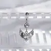 Colgante de ángel de cuatro colores para ombligo de acero inoxidable incrustado con circón blanco anillo para ombligo adornos para el ombligo joyería para perforación transfronteriza al por mayor