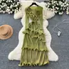 Vestido de Otoño para Mujer Estilo Europeo y Americano Issey Miyake 2025 Nueva Moda Floral Tridimensional Cintura de Corbata Vestido Largo con Volantes
