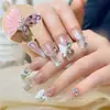 Arte de Uñas Explosivo Joyería de Mariposa de Cristal de Hielo Perla Ojo de Caballo Rosa Hielo a Través de Aleación Perforación Terminada para Arte de Uñas