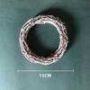 Anillo de Vid de Tierra Teñida Blanca, Círculo de Vid, Decoración de Jardín, Colgante de Pared de Múltiples Especificaciones Navideñas, Artesanías Pastoriles