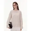 Suéter tejido casual de cuello redondo estilo francés para mujer, suéter de otoño, manga larga, corte holgado, suéter elegante para exteriores 2368