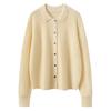 Suéter de Cashmere Feminino 100% Cashmere Puro Outono e Inverno Novo Solto Listrado Tricô Gola Polo Manga Longa Cardigã Suéter