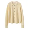 Comércio Exterior 2026 Outono Novo Estilo Europeu e Americano Moda Feminina Casual de Botão Único com Listras Caimento Suéter de Cashmere
