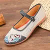 Zapatos de Tela del Viejo Pekín, Zapatos de Mujer Estilo Primavera Nueva, Zapatos Casuales de Suela Plana para Madres, Zapatos Bordados Estilo Étnico Hanfu para Mujeres