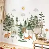 BR1208H Animales del Bosque Primitivo Dibujos Animados Pintados Pegatinas de Pared Autoadhesivas Dormitorio Sala de Estar Habitación Infantil Pegatinas Decorativas
