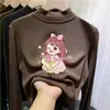 Nova camada de base térmica da moda e tendência outono/inverno para crianças, gola alta meia-manga para meninas, top quente e casual para crianças mais velhas