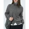 Lou Fu Inverno Novo Estilo Coreano Preguiçoso Gola Meia Alta Lã Malha Cardigan Macio Ceroso Pele-amigável Emagrecimento Casual Top para Mulheres