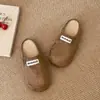 Gu YunRetro Birkenstock Zapatillas Cerradas a Media Pierna para Mujer, Uso Exterior, Nuevas Llegadas Otoño/Invierno 2026, Slip-on, Zapatillas de Algodón con Forro de Felpa