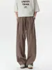 Pantalones casuales de lino sintético retro de moda para hombre, pantalones de pierna ancha holgados deconstruidos de alta costura para verano, pantalones finos de longitud de piso estilo americano