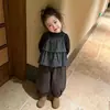Nuevo atuendo de otoño para niñas: Top vintage de cuadros de manga larga con tirantes y pantalones jogger casuales para bebés niñas