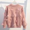 Tejidos de punto para niñas y tejidos de punto para otoño e invierno Nuevo estilo Forrado de vellón y engrosado Tops para niños [F Jersey]