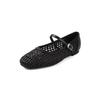 Sapatos Mary Jane Vazados Respiráveis em Rede Tecida Estilo Francês com Furos, Bico Redondo, Fivela, Sapatos Baixos para Mulheres, Coleção Primavera/Verão 2025