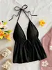 Verano Nuevo Sexy Chica Caliente Cuello Halter Profundo con Lazo